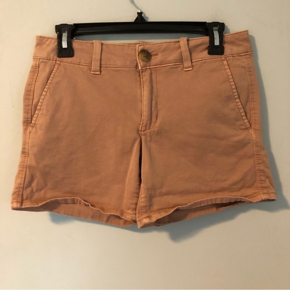 American Eagle Light Pink AEO Twill X Midi Shorts Size 6 - Picture 1 of 9
